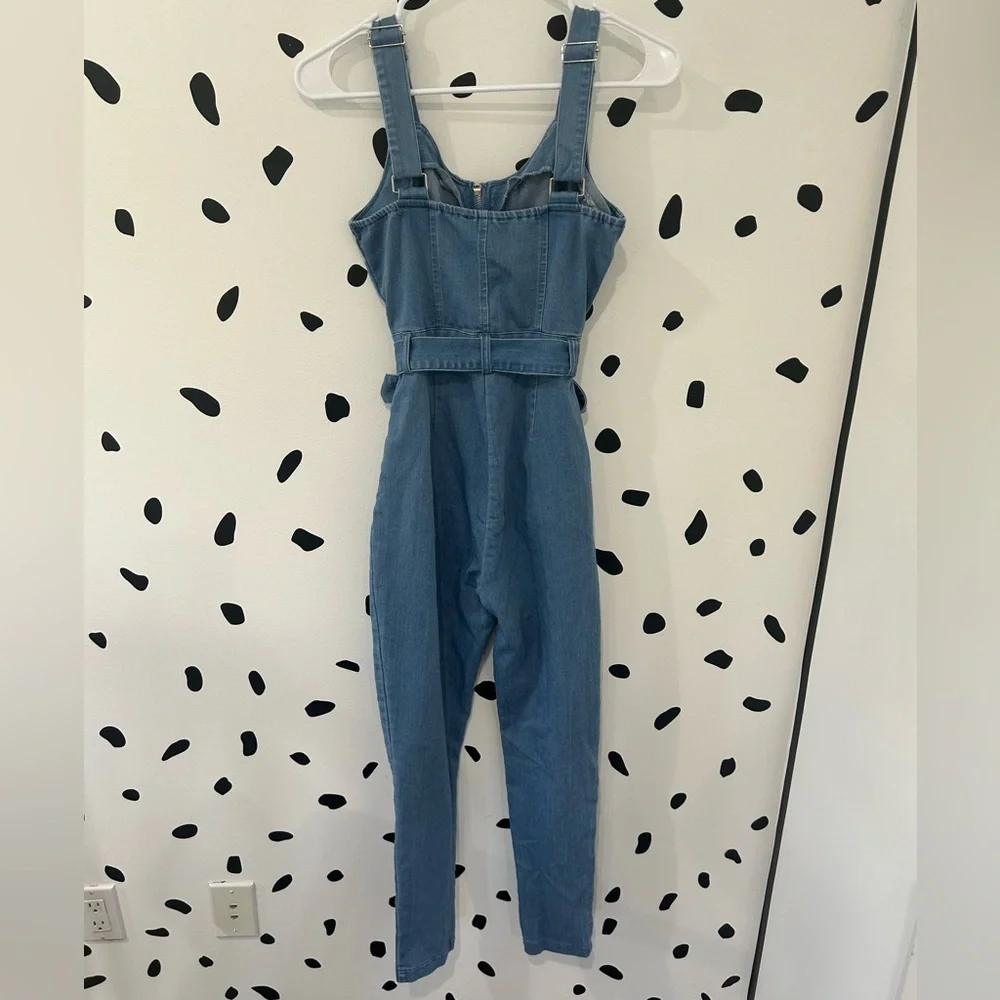 SEXY SMALL IRIS DENIM JUMPSUIT - Picture 7 of 10